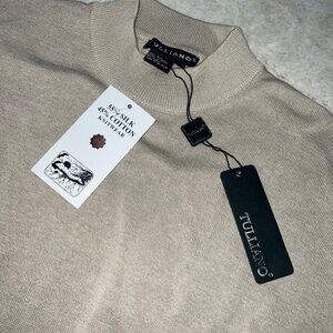 NWT Tulliano XL Silk Blend Knit Sweater Mens Gold Tan-Preppy~Business Casual